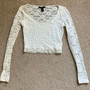 White lace crop top